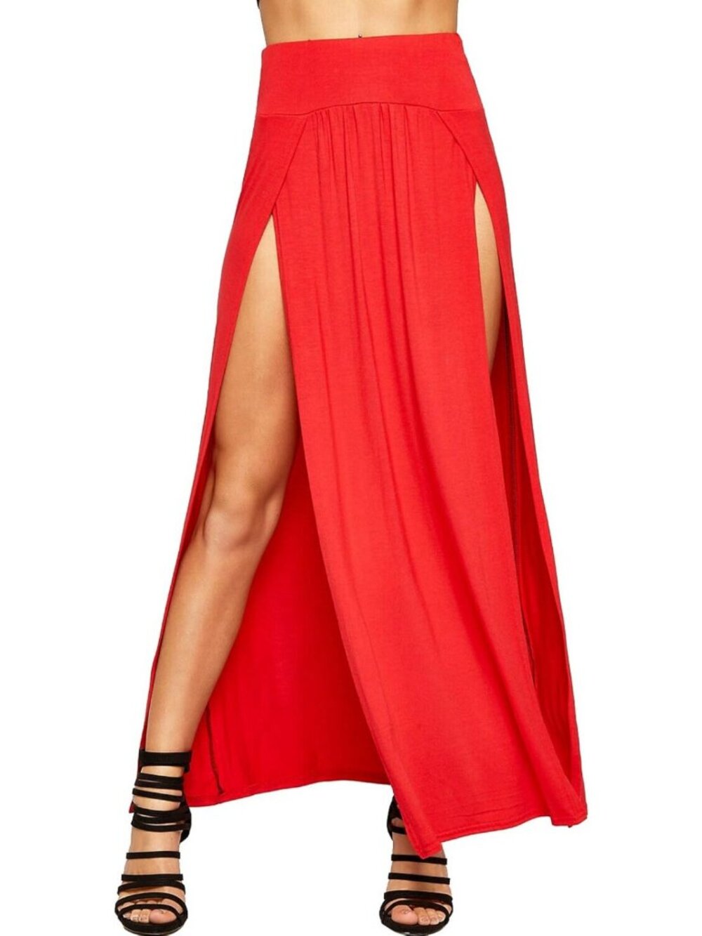 Women's Stretchy Maxi Skirt with Side Slit - Casual Beach Party Essential